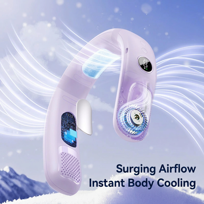 Portable Neck Fan, Hands Free Bladeless Fan, 5 Speeds, 4000 mAh Battery Operated Wearable Personal Fan, Twistable, Rechargeable