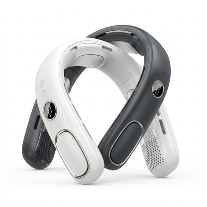 Portable Neck Fan, Hands Free Bladeless Fan, 5 Speeds, 4000 mAh Battery Operated Wearable Personal Fan, Twistable, Rechargeable