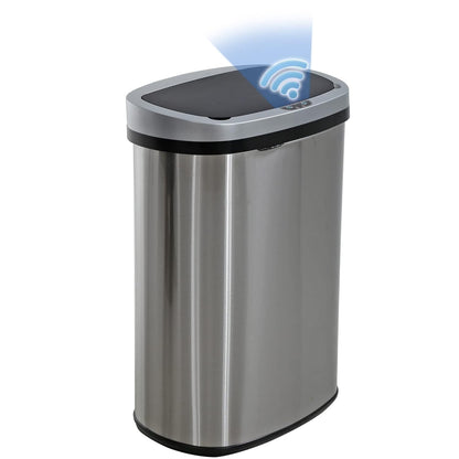 13 Gallon Stainless Steel Touchless Kitchen Trash Can with Motion Sensor for Indoor Use(Silver)