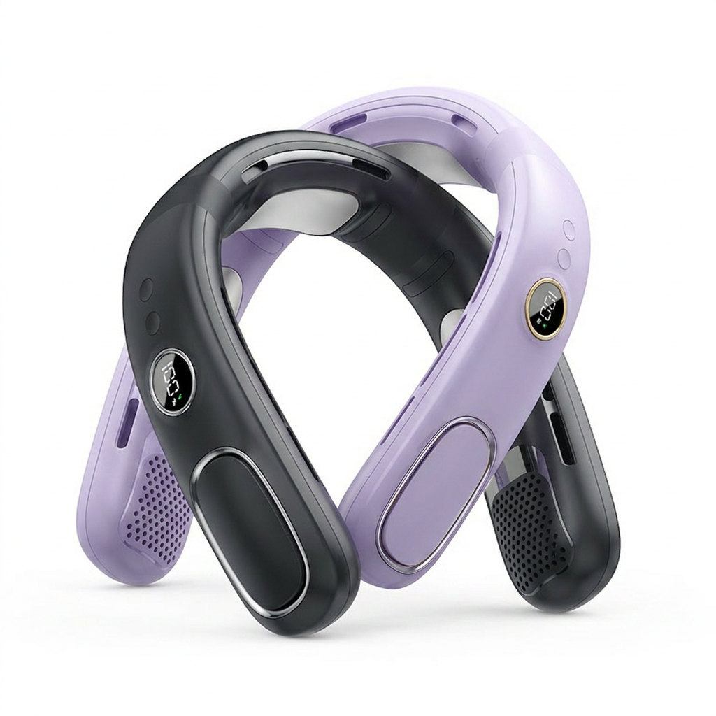 Portable Neck Fan, Hands Free Bladeless Fan, 5 Speeds, 4000 mAh Battery Operated Wearable Personal Fan, Twistable, Rechargeable