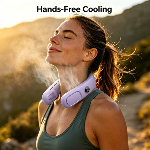 Portable Neck Fan, Hands Free Bladeless Fan, 5 Speeds, 4000 mAh Battery Operated Wearable Personal Fan, Twistable, Rechargeable