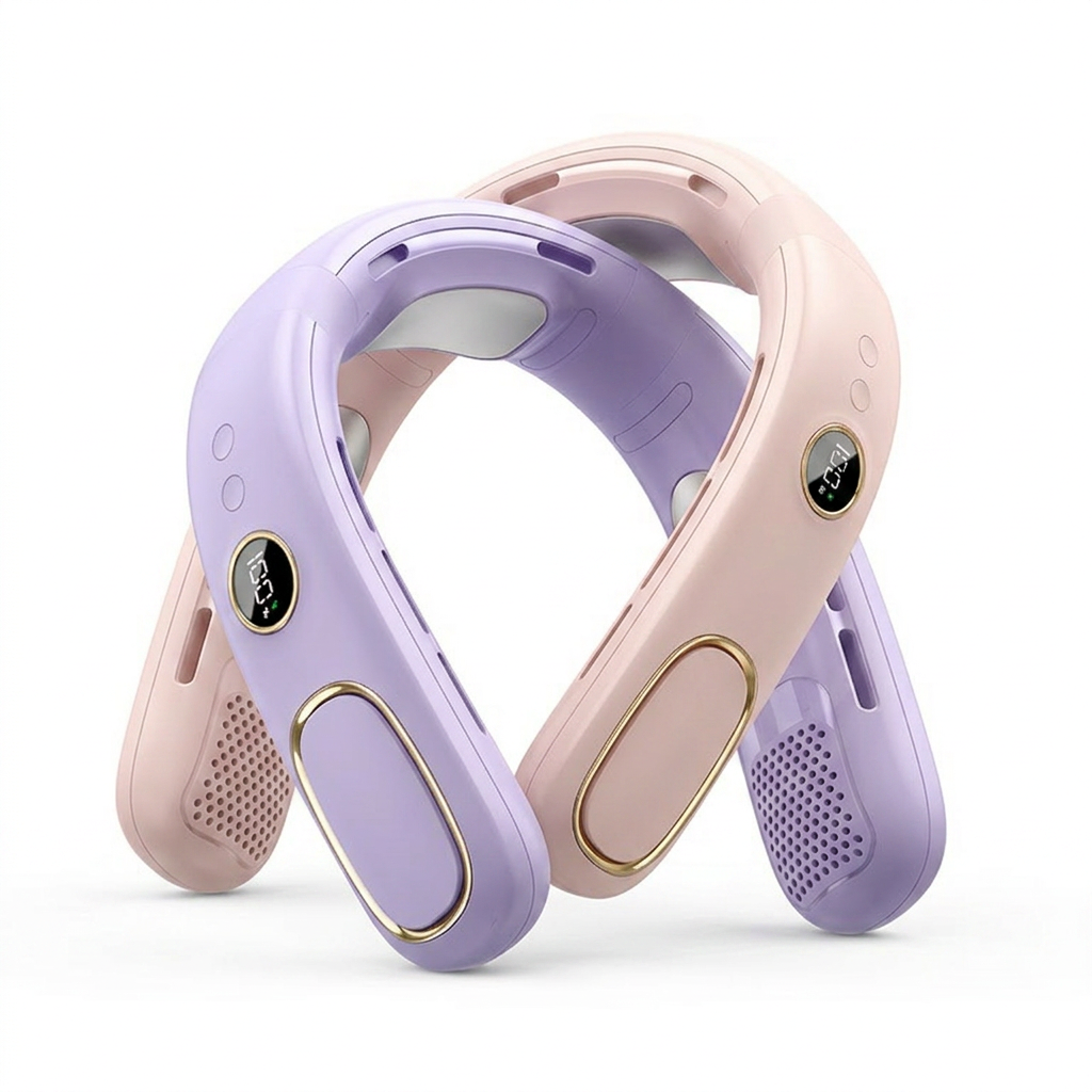 Portable Neck Fan, Hands Free Bladeless Fan, 5 Speeds, 4000 mAh Battery Operated Wearable Personal Fan, Twistable, Rechargeable