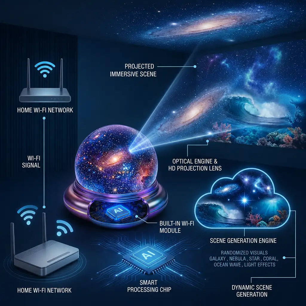Official Store | 🎁🎁🎁𝓢𝓲𝓶𝓹𝓵𝔂𝓓𝓪𝓲𝓵𝔂® 360° Smart Holographic Starry Sky Projector (HD Smart Dynamic 5D)