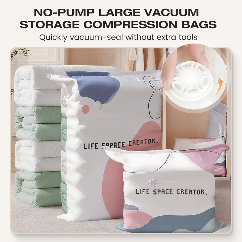 🛏️No-Pump Vacuum Bags – Save 80% Space, Keep Clothes Dry & Dust-Free, for Bedding & Gear